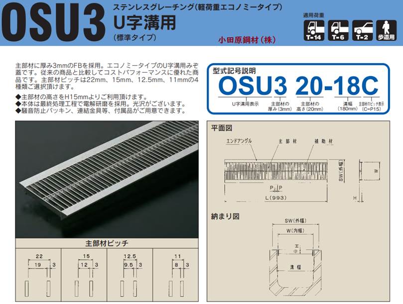 奥岡製作所 ステンレス製組構式グレーチング OSG4 32-30H-P10 1点 通販